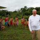 Villagers of all ages follow King Harald to the plane which will bring him back to Boa Vista.
Published 4 May 2013. Handout picture from the Royal Court. For editorial use only, not for sale. Photo: Rainforest Foundation Norway / ISA Brazil.